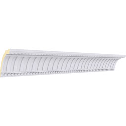 Ekena Millwork - MLD05X05X06DE - Endurathane CoveDentil with Bead Crown Moulding, 4 3/4"H x 4 1/4"P x 6 1/8"F x 94 1/2"L, (1 1/8" Repeat), Factory Primed