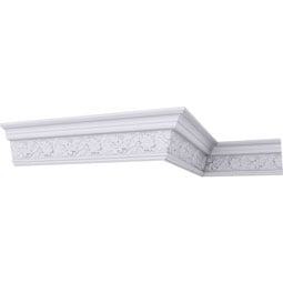 Ekena Millwork - MLD05X03X06FD - Endurathane Flowing Wind Crown Moulding, 5 1/8"H x 3 3/8"P x 6 1/4"F x 94 1/2"L, (6 1/4" Repeat), Factory Primed