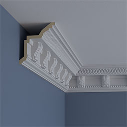 Ekena Millwork - MLD04X04X06MC - Endurathane Marcus Crown Moulding, 4 7/8"H x 4 1/4"P x 6 1/2"F x 94 1/2"L, (4 3/4" Repeat), Factory Primed