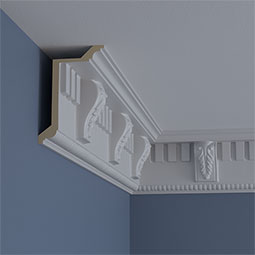 Ekena Millwork - MLD06X03X06DE - Endurathane Dentil With Bead Crown Moulding, 5 3/4"H x 3 7/8"P x 6 3/4"F x 94 1/2"L, (10 5/8" Repeat), Factory Primed