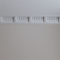 Ekena Millwork - MLD06X03X06DE - Endurathane Dentil With Bead Crown Moulding, 5 3/4"H x 3 7/8"P x 6 3/4"F x 94 1/2"L, (10 5/8" Repeat), Factory Primed