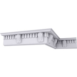 Ekena Millwork - MLD06X03X06DE - Endurathane Dentil With Bead Crown Moulding, 5 3/4"H x 3 7/8"P x 6 3/4"F x 94 1/2"L, (10 5/8" Repeat), Factory Primed