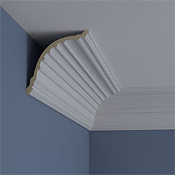 Ekena Millwork - MLD05X05X07FO - Endurathane Foster Cove Crown Moulding, 5 3/8"H x 5 3/8"P x 7 1/2"F x 94 1/2"L, Factory Primed