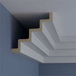 Ekena Millwork - MLD07X08X11ER - Endurathane Eris Step Crown Moulding, 7 5/8"H x 8 1/8"P x 11"F x 94 1/2"L, Factory Primed