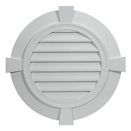 Fypon, Ltd. - FRLV24-4FTK - 32 27/32"W x 32 27/32"H x 2 3/8"P, 3 1/2" Trim, Round Louver w/ Flat Trim & Flat Keystones, Functional