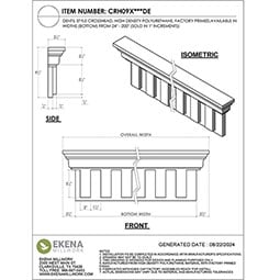 Ekena Millwork - CRH09XDE - Endurathane Dentil Crosshead, 9 3/8", Factory Primed