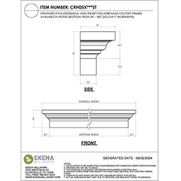 Ekena Millwork - CRH05XST - Endurathane Stratford Crosshead, 5", Factory Primed