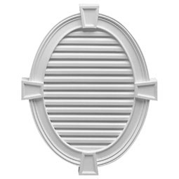 Fypon, Ltd. - OVL28X35K215V - 30"W x 37 1/2"H x 3"P Vertical Oval Louver w/ Decorative Trim and Keystones, Non-Functional