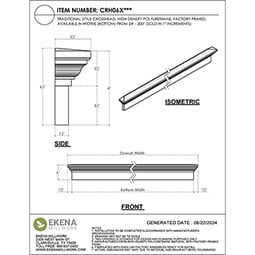 Ekena Millwork - CRH06X - Endurathane Traditional Crosshead, 6", Factory Primed