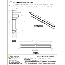 Ekena Millwork - CRH07X - Endurathane Traditional Crosshead with Trim, 7 1/4", Factory Primed