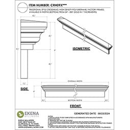 Ekena Millwork - CRH09X - Endurathane Traditional Crosshead, 9", Factory Primed