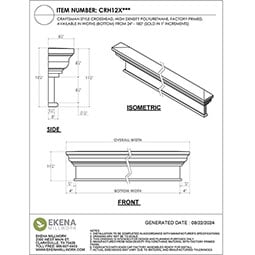 Ekena Millwork - CRH12X - Endurathane Craftsman Crosshead, 12", Factory Primed