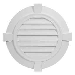 Fypon, Ltd. - RLV24-4FTK - 32 27/32"W x 32 27/32"H x 2 3/8"P, 3 1/2" Trim, Round Louver w/ Flat Trim & Flat Keystones, Non-Functional
