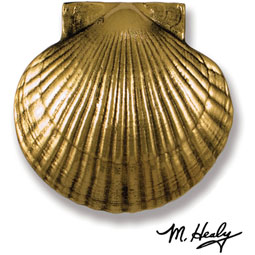 Michael Healy Designs - MH1071 - 6"W x 2"D x 6"H Michael Healy Scallop (Large) Door Knocker, Brass