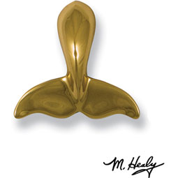 Michael Healy Designs - MHR02 - 3"W x 3"H Michael Healy Whale Tail Doorbell Ringer, Brass
