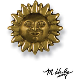 Michael Healy Designs - MHR24 - 3 1/4"W x 3 1/4"H Michael Healy Sunface Doorbell Ringer, Brass