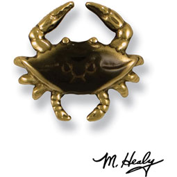 Michael Healy Designs - MHR38 - 3 1/2"W x 3"H Michael Healy Crab Doorbell Ringer, Brass