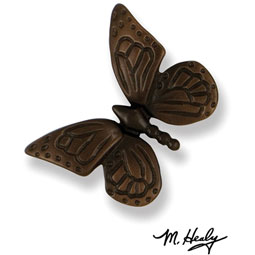 Michael Healy Designs - MHR46 - 3 3/4"W x 3 3/4"H Michael Healy Butterfly Doorbell Ringer, Oiled Bronze