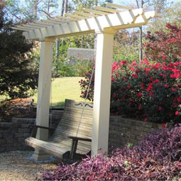 HB&G BUILDING PRODUCTS - HB910013 - 144"W x 36"D x 117 1/8"H Swing Arbor w/ Napa Rafter Tails and 8" x 8' Square Columns, White