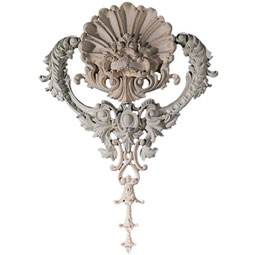Pearlworks - CP-200 - Approx. 20 1/2"W x 15"H x 1 1/4"D Ornated shell with floral swag onlay and drop onlay