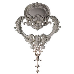 Pearlworks - CP-201 - Approx. 22 1/2"W x 15"H x 1 1/4"D Ornated crest with floral swag onlay and drop onlay