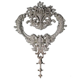 Pearlworks - CP-202 - Approx. 22 1/8"W x 15"H x 1 1/4"D Flower crest with floral swag onlay and drop onlay