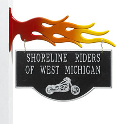 Whitehall Products LLC - WH1623 - 15 1/4"W x 9 1/4"H 2-Sided Hanging Garage Motorcycle Plaque