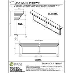 Ekena Millwork - CRH07XBT - Endurathane Craftsman Crosshead with Bottom Trim, 7 1/4", Factory Primed