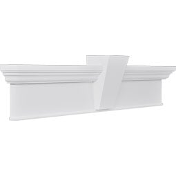 Ekena Millwork - CRH07XBTKF - Endurathane Craftsman Crosshead with Bottom Trim, w/ Flat Keystone, 7 1/4", Factory Primed