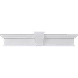 Ekena Millwork - CRH07XBTKF - Endurathane Craftsman Crosshead with Bottom Trim, w/ Flat Keystone, 7 1/4", Factory Primed