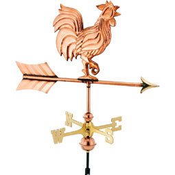 Good Directions - GD802P - 21"L x 11"W x 28"H Rooster Weathervane, Polished Copper