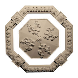 Pearlworks - CEIL-402 - Approx. 25-1/2" x 25-1/2" x 2" Octagon  with blocks, medallion & rosette (set of 3)