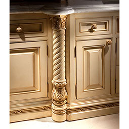 Pearlworks - COLM-104B - Approx. 5" x 36-3/4" x 3-1/4" Tall flat back rope twist Cabinet Column (Top 3-1/2" x 2-1/2") with base. Collar accepts any 3/4" insert. Use CAP-103B.