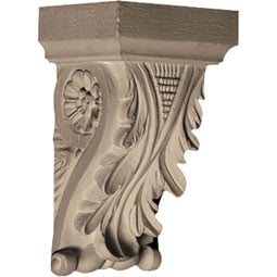 Pearlworks - CB-103B - Approx. 2-1/2" x 3-3/4" x 2" Acanthus with carved grid center peak.