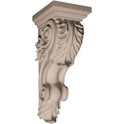 Pearlworks - CB-112D - Approx. 6-1/4" x 19-1/2" x 7-1/4" Acanthus on smooth with leaf at bottom.