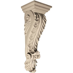 Pearlworks - CB-120B - Approx. 11" x 30-1/4" x 9" Acanthus with beads, leaf at bottom.