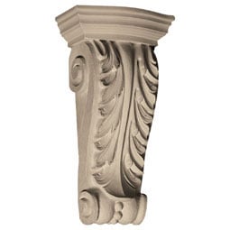 Pearlworks - CB-218G - Approx. 7-1/2" x 32-3/4" x 4-1/4" Acanthus leaf with beads at bottom.