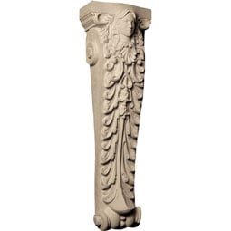 Pearlworks - CB-221F - Approx. 6-3/4" x 22" x 3-1/2" Woman's face on acanthus, beads at bottom.