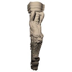 Pearlworks - CB-303 - Approx. 12" x 49" x 7-1/2" Male sculpture with acanthus at bottom.