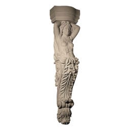 Pearlworks - CB-304 - Approx. 12" x 49-1/2" x 7-1/2" Female sculpture with acanthus at bottom.