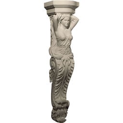Pearlworks - CB-305A - Approx. 6-3/4" x 29-3/4" x 6" Female sculpture with acanthus at bottom.