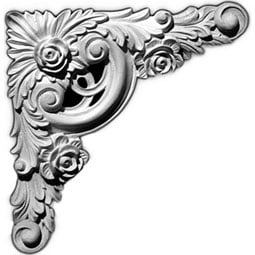 Pearlworks - CE-100B - Approx. 7-1/4" x 7-1/4" x 1" Leaf and roses corners, for moulding intersections.