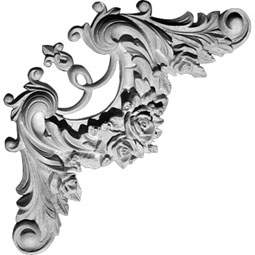 Pearlworks - CE-104A - Approx. 7-1/2" x 7-1/2" x 1-1/4" Delicate floral corners, for moulding intersections.
