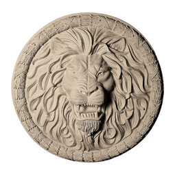 Pearlworks - FACE-115 - Approx. 29" dia. x 5" Thick. Lion's face with growling face.