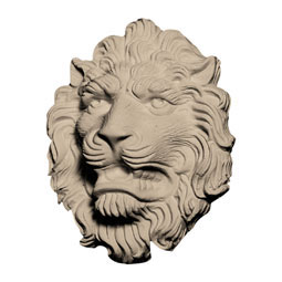Pearlworks - FACE-120A - Approx. 2-3/4" x 3-1/4" x 1" Growling lion's face.