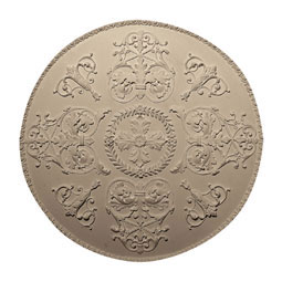 Pearlworks - MD-102 - Approx. 18" Dia x 3/4" Crested center with wheat ring and egg & dart perimeter.