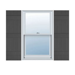 Builder's Edge - 080 - 14 in. W Builders Edge, Vinyl Standard Four Board Joined, Board-n-Batten Shutters, Includes Matching Installation Spikes (Per Pair)