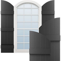 Mid-America - LJ6S - Lifetime Vinyl, Standard Four Board Joined w/ Archtop, Board-n-Batten Shutters, w/Installation Shutter-Lok's & Matching Screws (Per Pair)