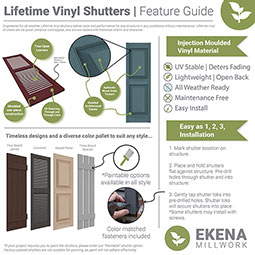 Builder's Edge - 070 - Builders Edge, Vinyl Standard Three Board Spaced, Board-n-Batten Shutters, Includes Matching Installation Spikes (Per Pair)