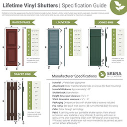 Builder's Edge - 070 - Builders Edge, Vinyl Standard Three Board Spaced, Board-n-Batten Shutters, Includes Matching Installation Spikes (Per Pair)
